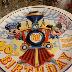 Disney Mickey Mouse 60th BIRTHDAY 1  Collectable Plate COMMEMORATES THE 60tj BIRTHDAY OF MICKEY MOUSE SND MINNIE MOUSE 1 