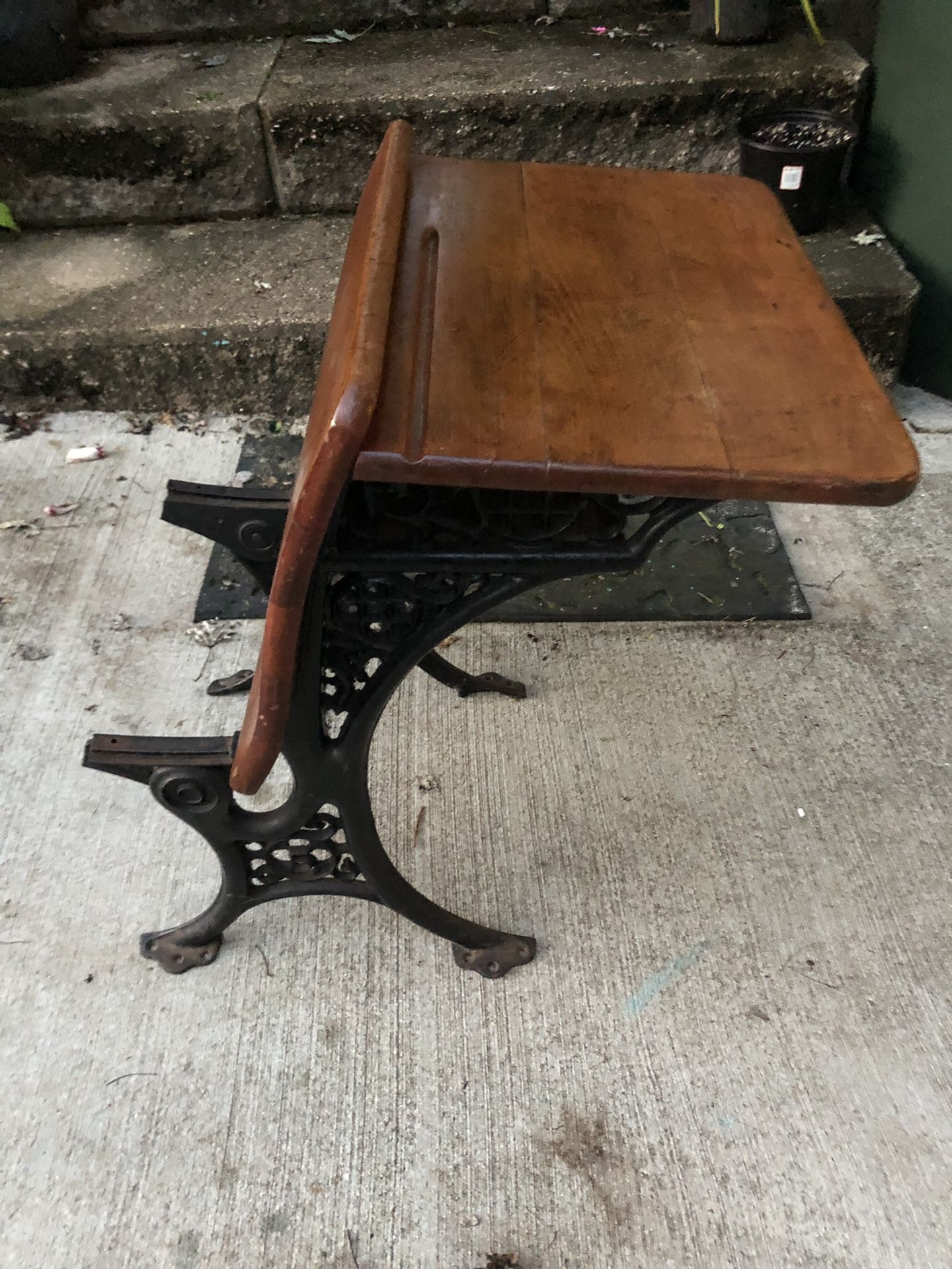 Antique student desk with wrought iron legs HOME SCHOOL