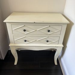 Rustic Wood Nightstand / End Table / Chest of Drawers  - Cream