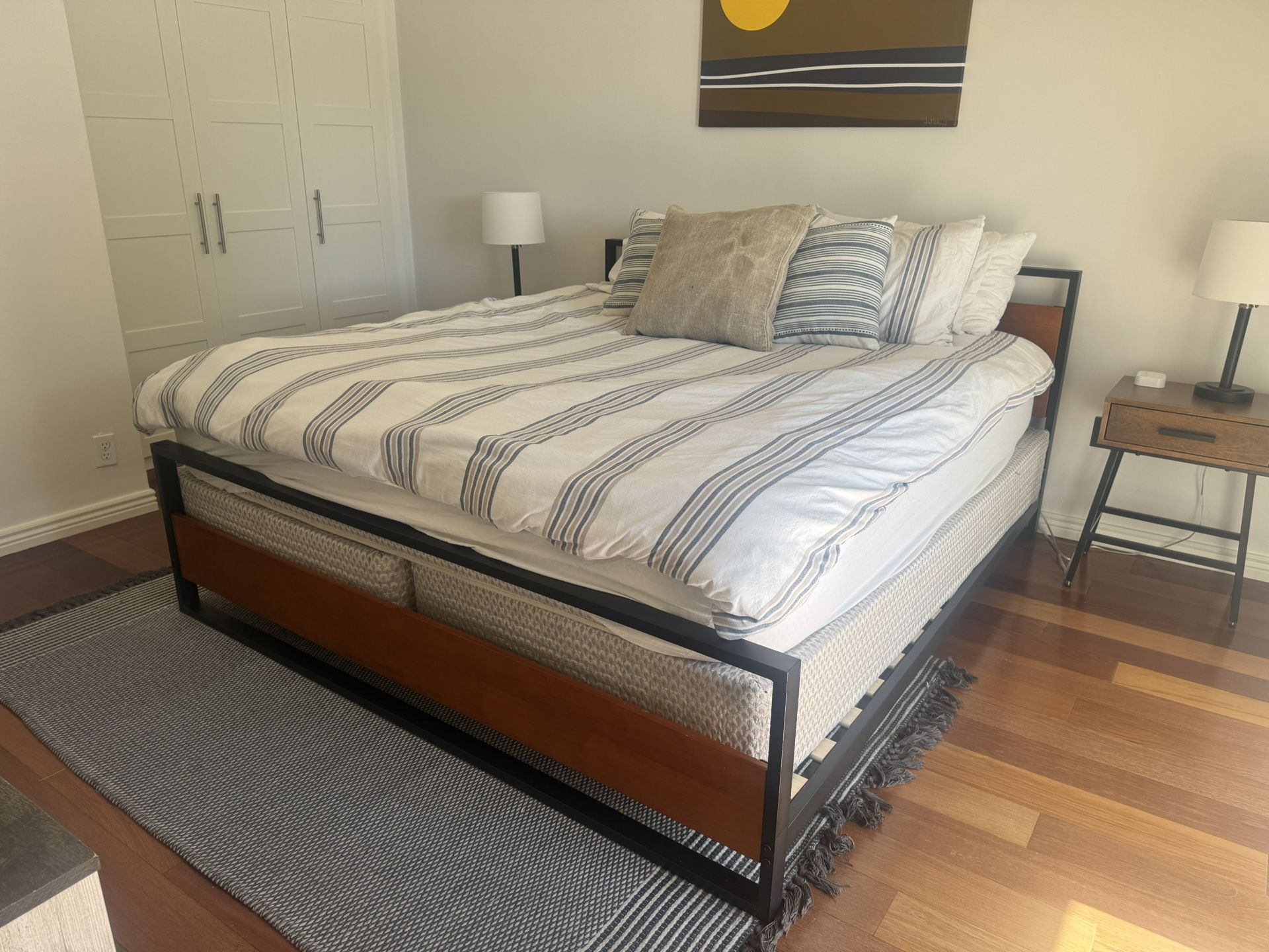 Kind Size Bed, Frame, Box Springs, and Mattress