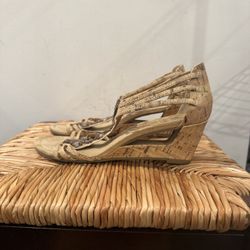 New York Transit Cork Wedge Sandals Size 7