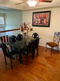 Black Glass Dinning Room Set for 6