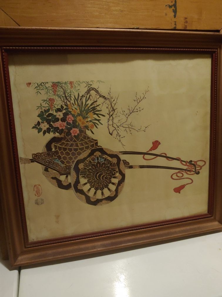 Beautiful old Asian watercolor. Original.