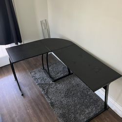 L-Shaped Black Desk – Gaming or Workstation