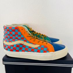 Vans Vault OG Sk8-Hi LX 50th Anniversary Mens 9.5/W11 Multi Leather Checkerboard