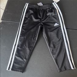 Adidas Kids Black Joggers with White Stripes