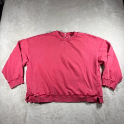 Free People We The Free Oversized Crewneck Women's M Red Pullover Sweater #1333