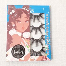 Losha 25mm Lashes 3D Faux Mink Fluffy Volume Eyelashes Thick Crossed 4 Pairs New
