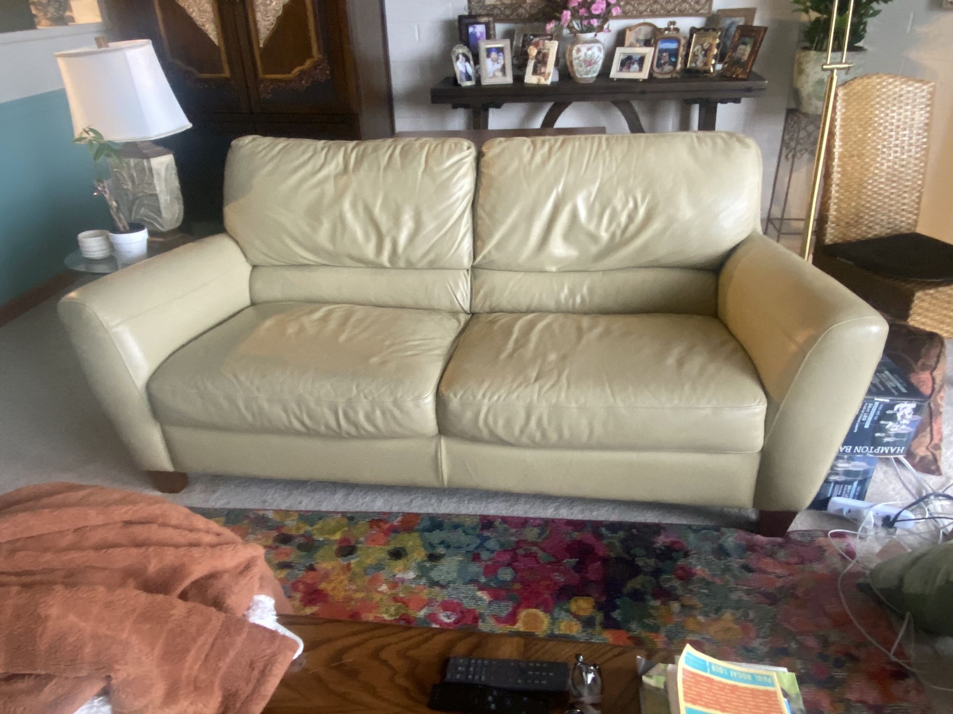 Beige Leather Couch - FREE. 