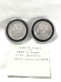About uncirculated, sealed and capsules 1884 Morgan Silver dollars. Valued at $105 each on US Coin book.