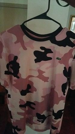 Pink camo lacoste tee size Large fits like medium