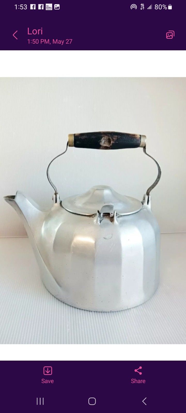Wagner Ware Sidney O- 6QT Colonial Aluminum Tea KETTLE No. 108F