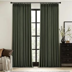 Olive Green Blackout Curtains – 90” Length