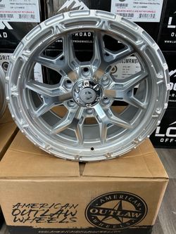 AMERICAN OUTLAW 17x8 6x139 OFFSET 0mm SILVER MACHINED $225 each