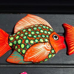 Mexican Pottery Animal Wall Hangings, Colorful Wall Art, Folk Art, Southwestern Decor