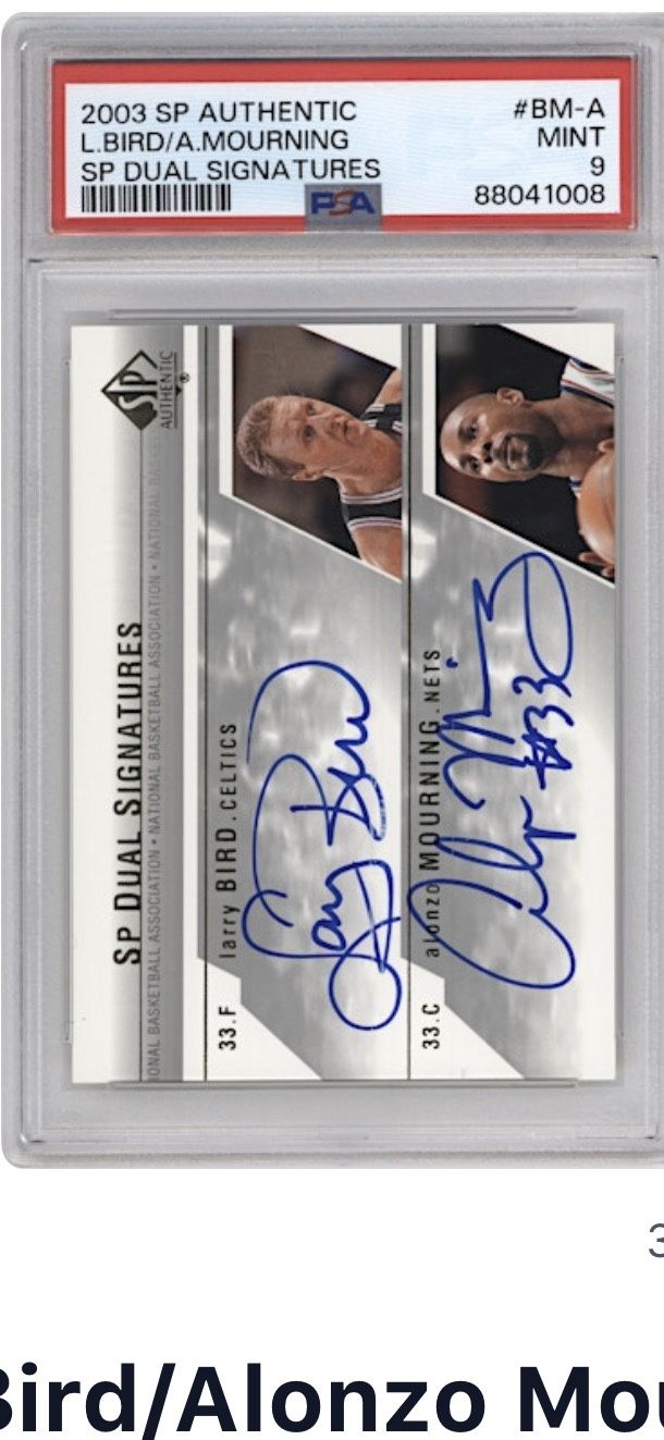 2004 SP authentic-Dual signatures. Larry Bird/Alonzo Mourning
