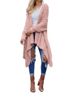Fuzzy warm pink cardigan NEW!