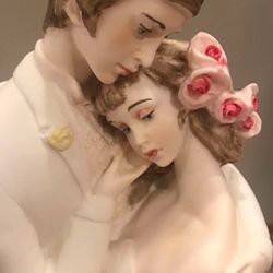 Vintage 16” A. Santini Bride And Groom Figure Staturew Signed. 
