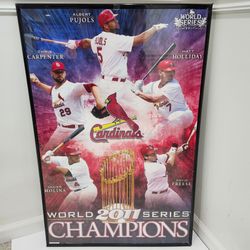 St Louis Cardinals 2011 World Series Champions Commemorative 22x34 POSTER Framed