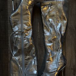 Silver High Heel Boots 