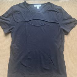 Top Shop Keyhole Top Blouse Shirt Black US Size 8