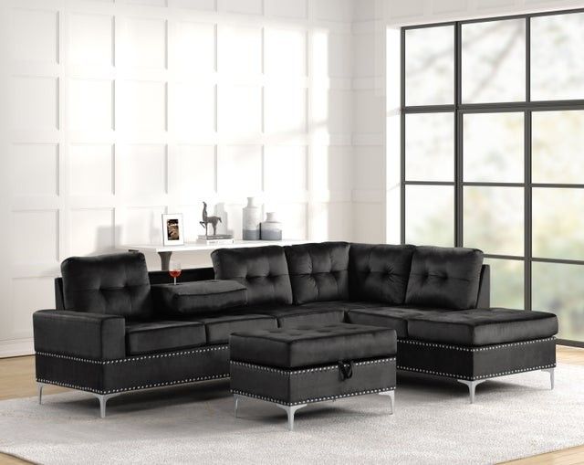 Reversible Sectional and Storage Ottoman Set