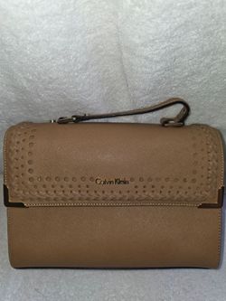 Calvin Klein "On My Corner" Saffiano Satchel / Crossbody Bag