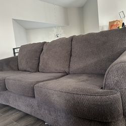 Sofa And Love Seat Set Brown Fabric 