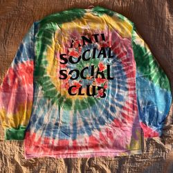 Anti Social Social Club Tie Dye “WIFI Kkoch” Long Sleeve Shirt Size XL