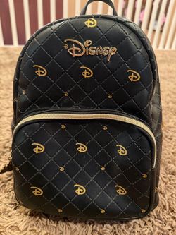Disney Mini Backpack Black Gold Quilted