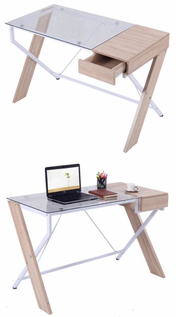 New In Box 48x24x30 Inches Tall Tempered Glass Top Wooden Computer New In Box 48x24x30 Inches Tall Tempered Glass Top Wooden Computer Office Desk With Drawer For Los Angeles Ca Offerup
