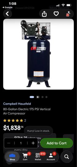 Campbell Hausfeld 80-Gallon Vertical Air Compressor