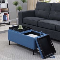 Blue Storage Ottoman