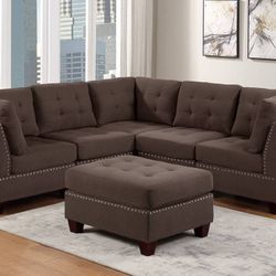 Brand New Black Coffee 6-Pcs Modular Sofa Set