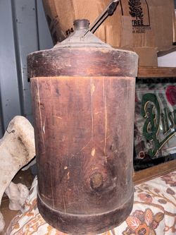 Vintage wooden gas can