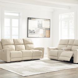 100% Leather Power Recliner sofa and loveseat by Ashley