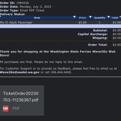 Ferry Tickets - Mukilteo / Clinton Adult Passenger