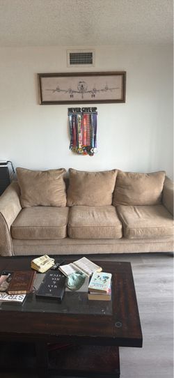 Comfortable 3-Seat Sofa / Couch – Neutral Beige – Good Condition