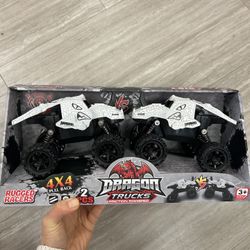 NWT Rugged Racers 4x4 Pull Back dragon trucks Set 