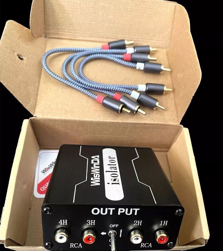WisWinDa 4 Channels RCA Ground Loop Noise Isolator Gold Coating RCA Cables