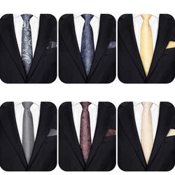 6 Pieces Men's Necktie Business Ties for Men Plaid Floral Pattern Neck Tie Men's Tie Sets Formal Necktie Polyester Fabric Tie for Shirt Suit Wedding P