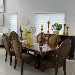 Constantine Extendable Wooden Dining Set with Matching Server Cabinet