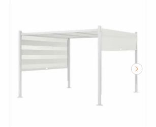 Hampton Bay Stillman 9.8 ft. x 9.8 ft. White Metal Pergola