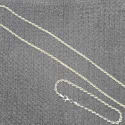 925 Sterling Silver 18” Necklace & 925 Sterling Silver 8” Bracelet 