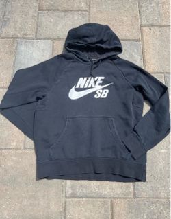 Mens Medium Nike SB Icon Hoodie Black Graphic Print PullOver Skate Hoodie