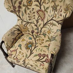 *REDUCED* Stately Antique Wingback Chair Yearning For A New Home And Makeover