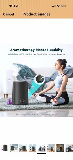 5L Humidifiers for Bedroom, Ultrasonic Cool Mist Top Fill Humidifier & Essential Oil Diffuser, 360°Nozzle, Auto Shut-off, 50H Runtime, Quiet Humidifie