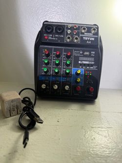 TEYUN A4 4-Channel Compact Desktop Audio Mixer USB Phantom Power XLR 24-bit