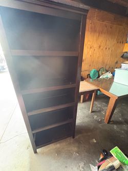 Dark Brown Wood Bookcase with 5 Shelves