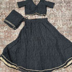 Black Patterned Lengha